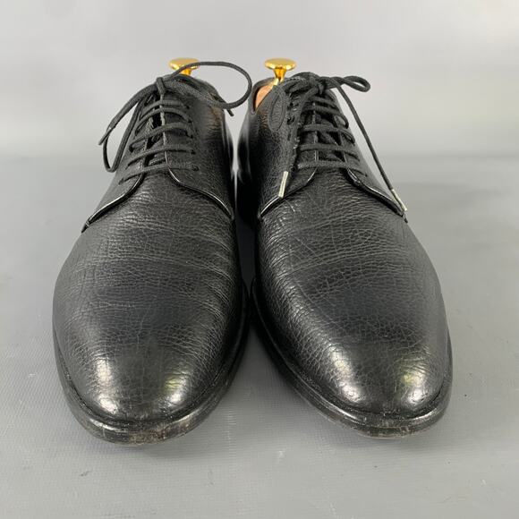 GIORGIO ARMANI Size 9.5 Black Textured Leather Round Toe Lace Up Shoes main image 8
